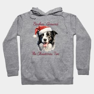 Christmas Border Collie Dog in Santa Hat Hoodie